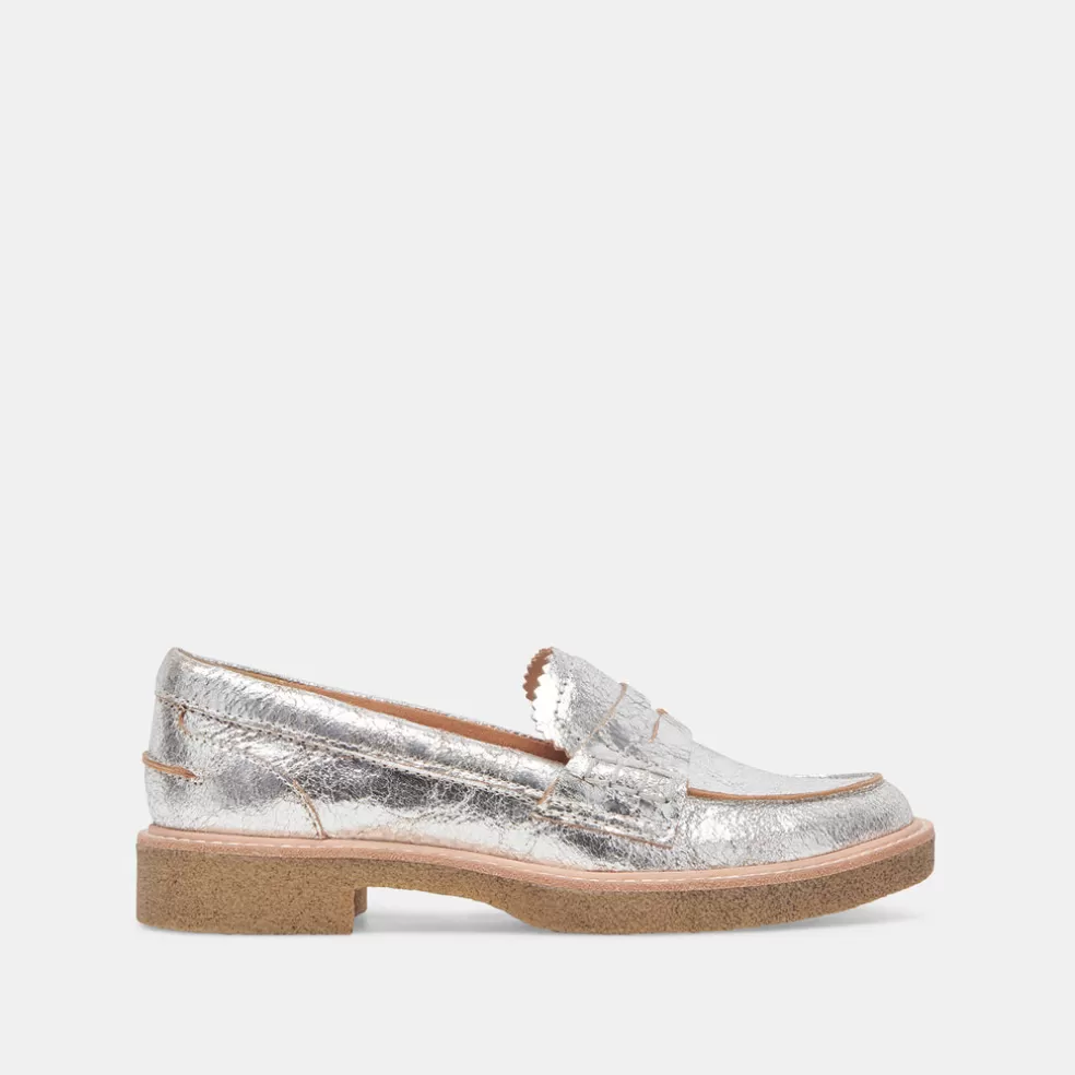 DOLCE VITA Arabel Loafers Silver Distressed Leather