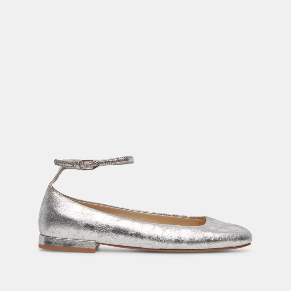 DOLCE VITA Ashya Ballet Flats Silver Distressed Leather