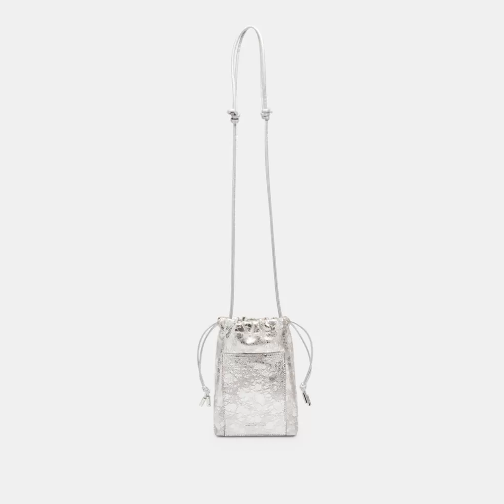 DOLCE VITA Evie Crossbody Pouch Silver Distressed Leather