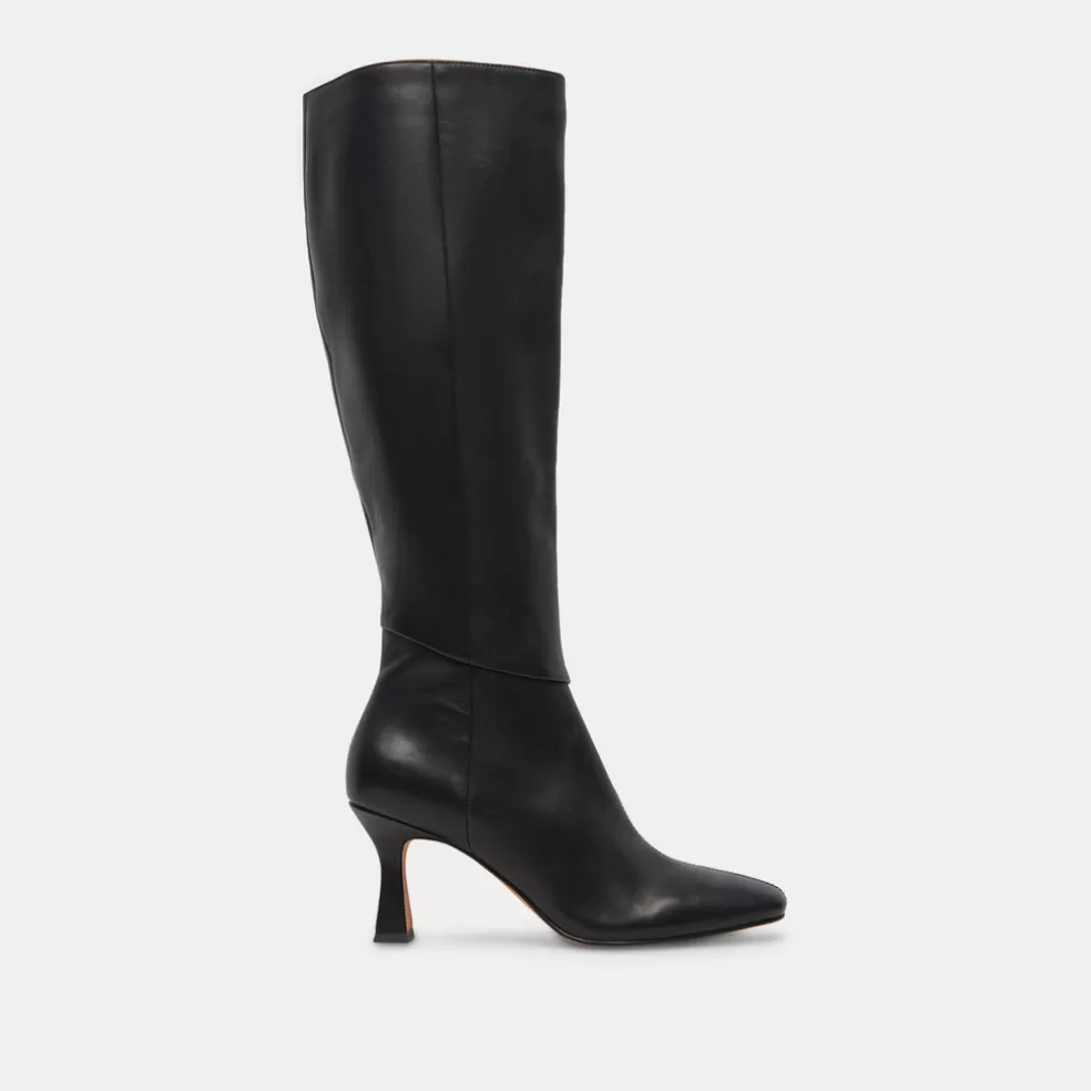 DOLCE VITA Gyra Wide Calf Boots Black Leather