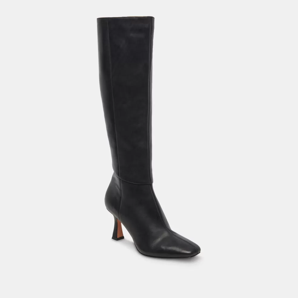 DOLCE VITA Gyra Wide Calf Boots Black Leather