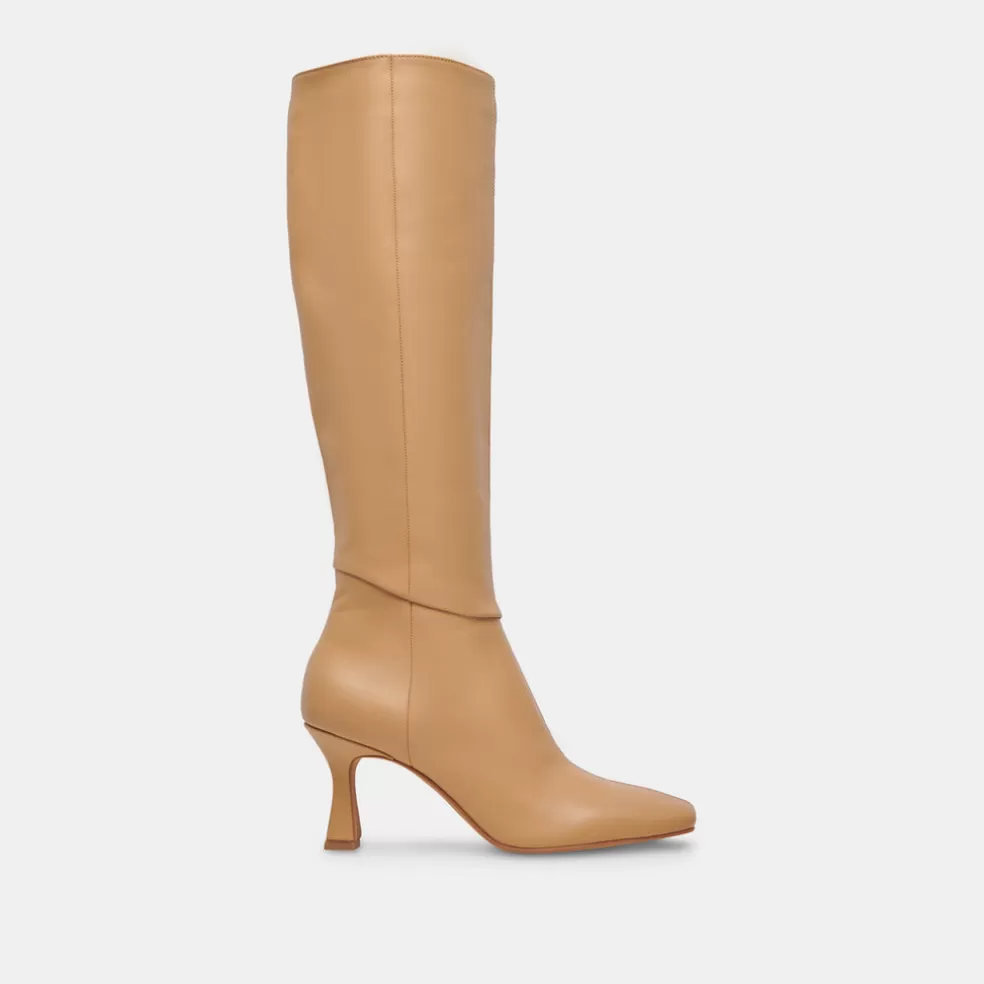 DOLCE VITA Gyra Wide Calf Boots Tan Leather