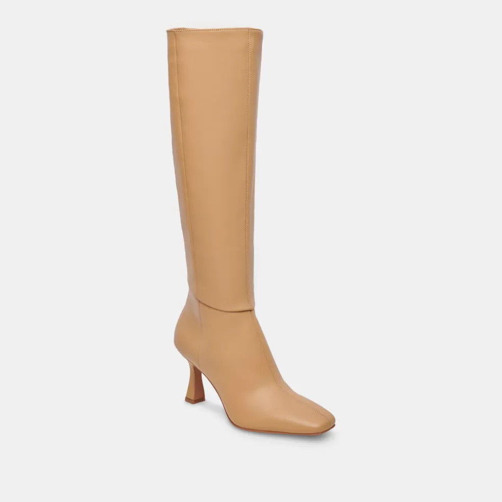 DOLCE VITA Gyra Wide Calf Boots Tan Leather