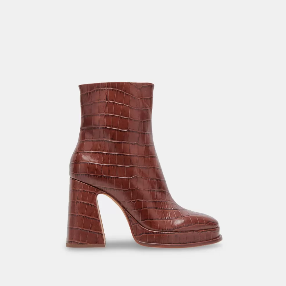 DOLCE VITA Lochly Boots Walnut Embossed Leather