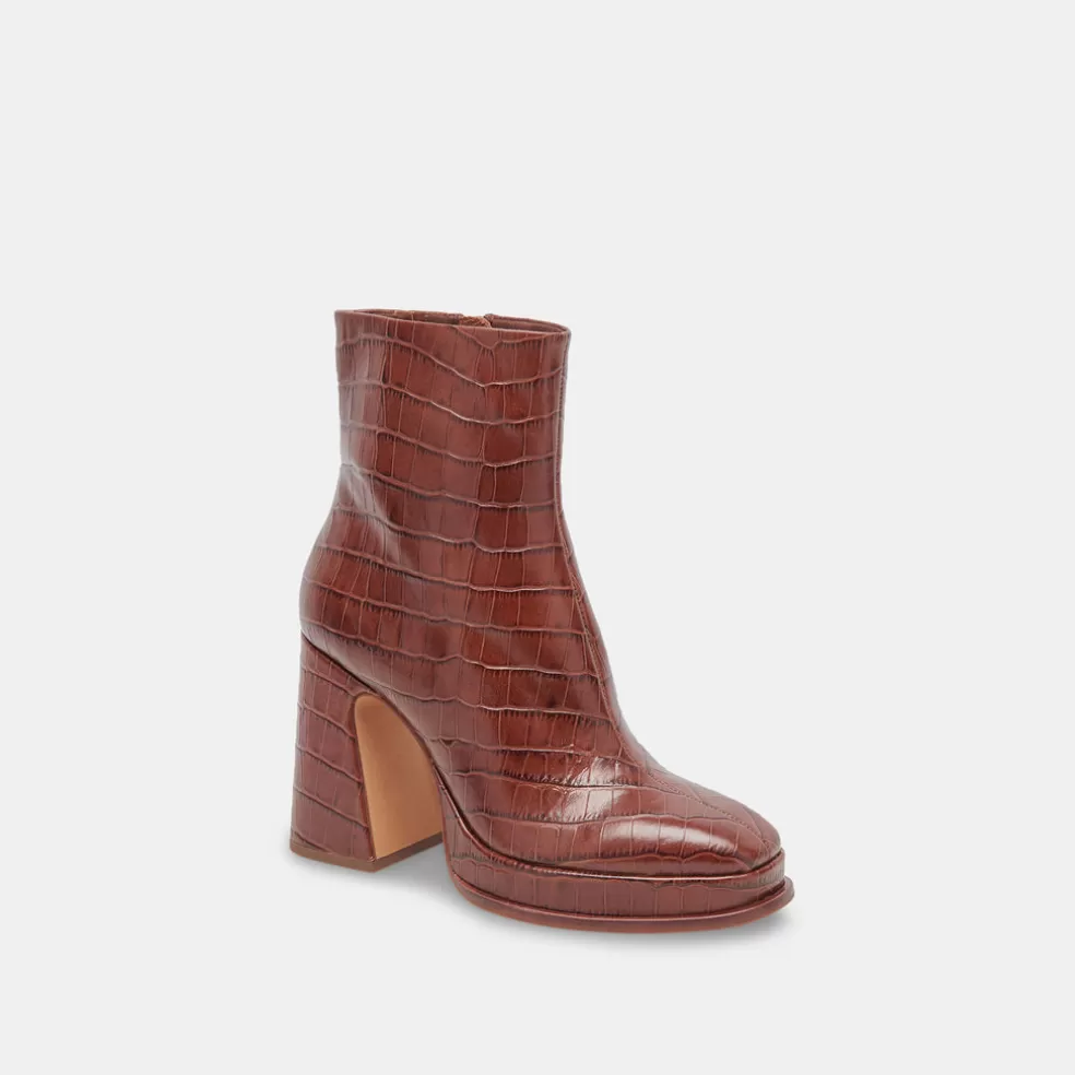 DOLCE VITA Lochly Boots Walnut Embossed Leather